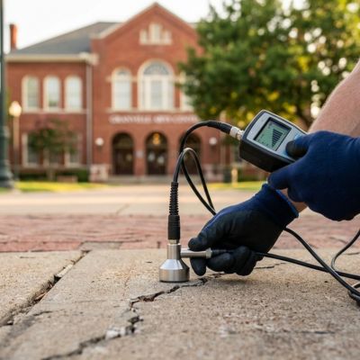 Garland TX leak detection technician working near Granville Arts Center